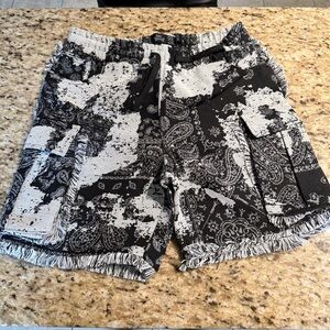Black and Gray Patterned Men's Shorts